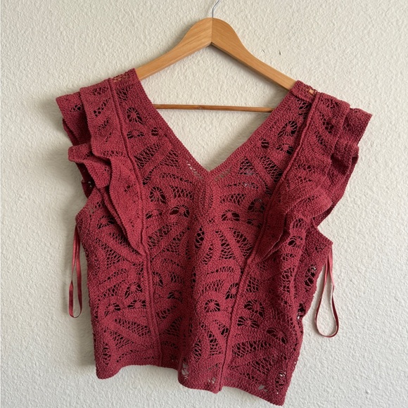 White House Black Market Lace Ruffle Sleeve Blouse - size M - Picture 6 of 7